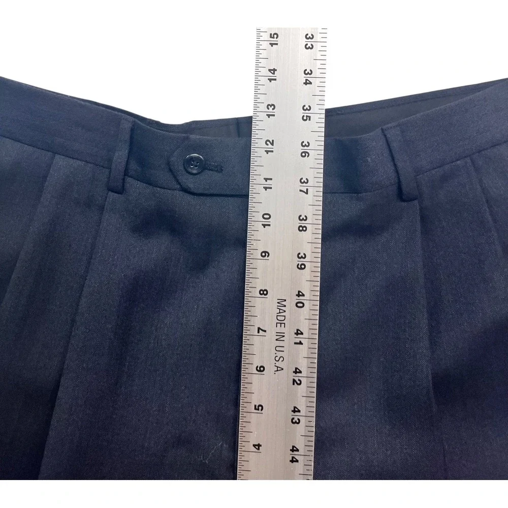 Jos A Bank 35x33 Charcoal Dress Suit Pants Trousers Pleated High Waisted Wool